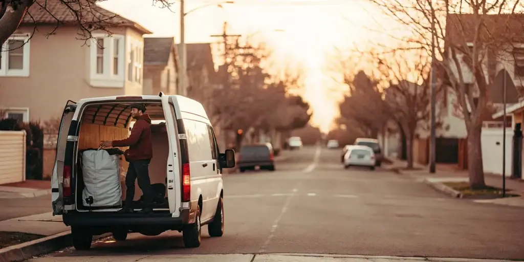 Laundry pickup and delivery service van.