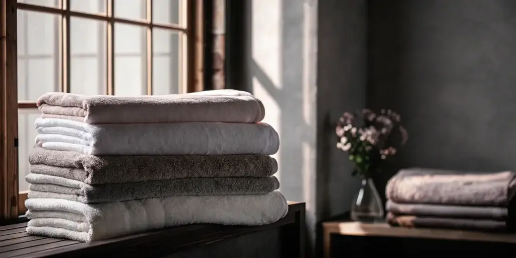 Fresh, folded towels. Oyster Bay Cove laundry service.