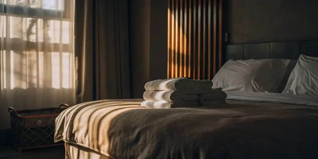 Clean comforter on a neatly made bed. Comforter cleaning services in East Norwich.