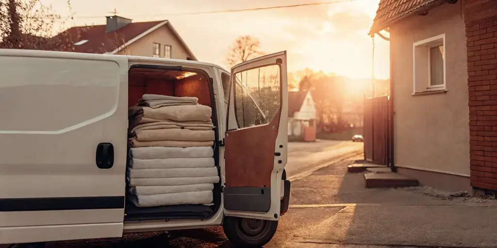 Manhasset laundry pickup and delivery van.