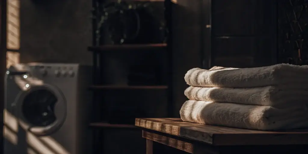 Clean towel stack. East Norwich laundry service.