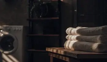 Clean towel stack. East Norwich laundry service.