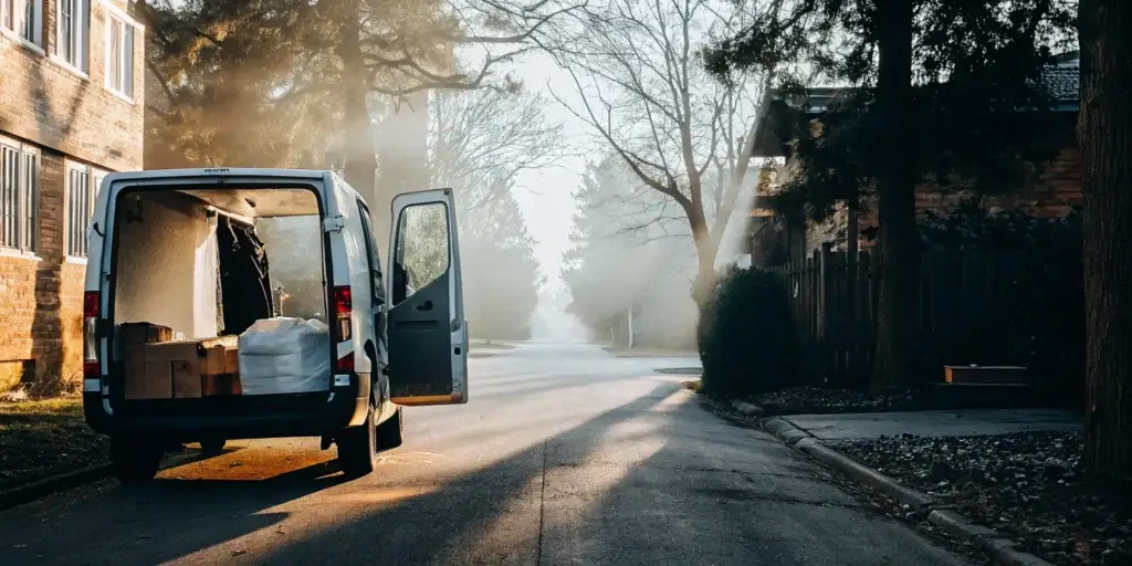 Laundry pickup van in Cold Spring Hills.