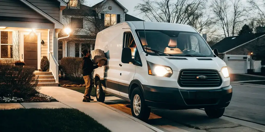 Bayville laundry pickup and delivery service van.