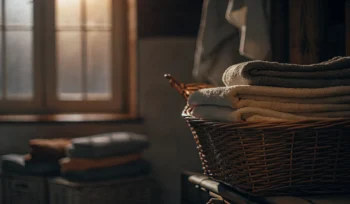 Fresh, clean towels in a laundry basket.