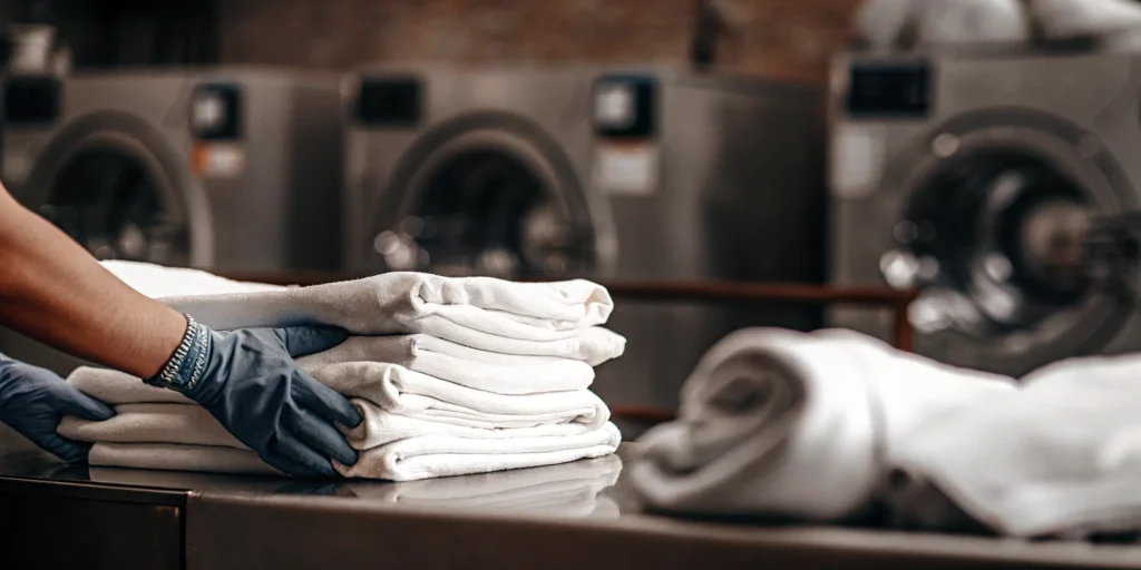 Clean, folded healthcare linens.