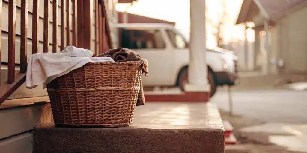 Albertson laundry basket ready for best pickup and delivery service.