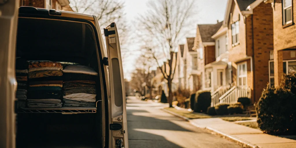 Carle Place laundry pickup and delivery van.