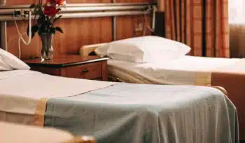 Clean hospital beds with crisp white linens at Albertsons.