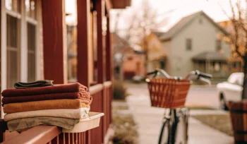 Best laundry pickup and delivery service in Jericho. Folded laundry on a porch.