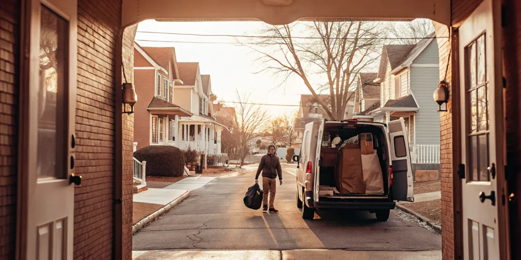 Babylon laundry delivery service picking up laundry.