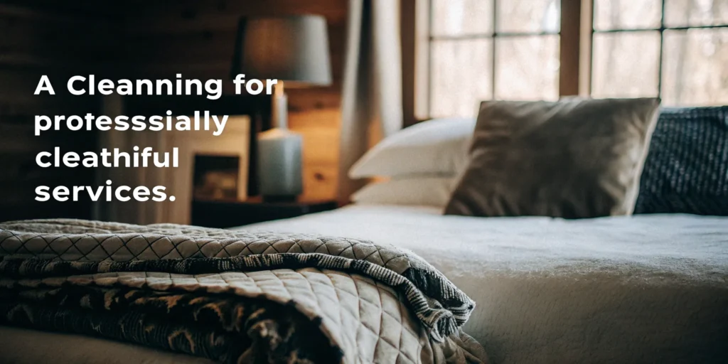 Clean comforter on a made bed. Professional cleaning in Babylon.