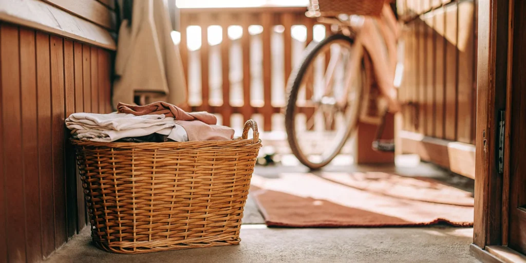Fresh laundry delivery in Bay Shore with a basket of folded clothes.