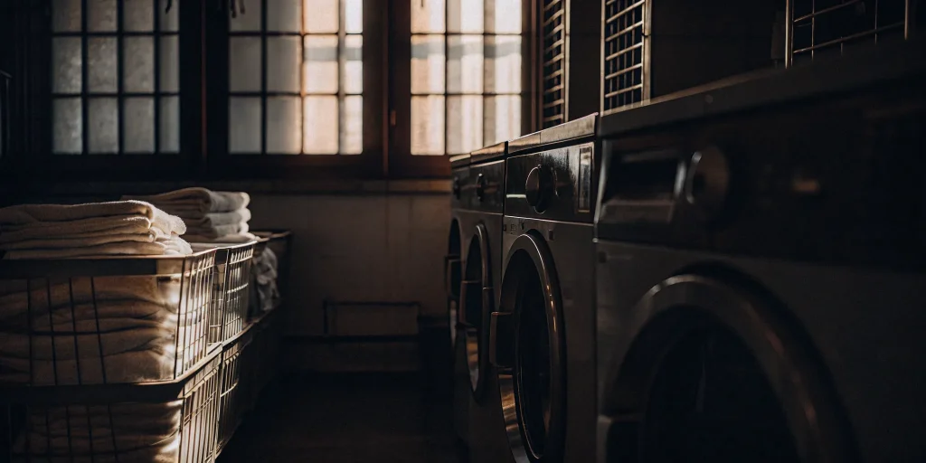 Sanitized medical linens at a professional laundry service in Rockville Centre.