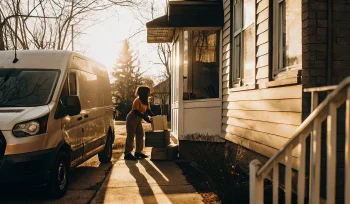 A laundry delivery service drops off fresh clothes in Carle Place.