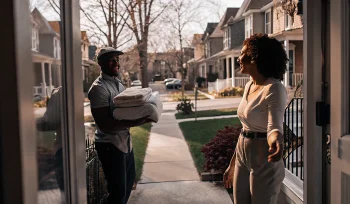 Laundry pickup service delivering clean, folded laundry to a home in Centre Island.