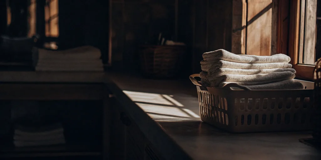 Clean, folded towels from a professional towel laundry service in Carle Place.