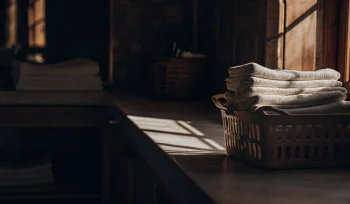 Clean, folded towels from a professional towel laundry service in Carle Place.