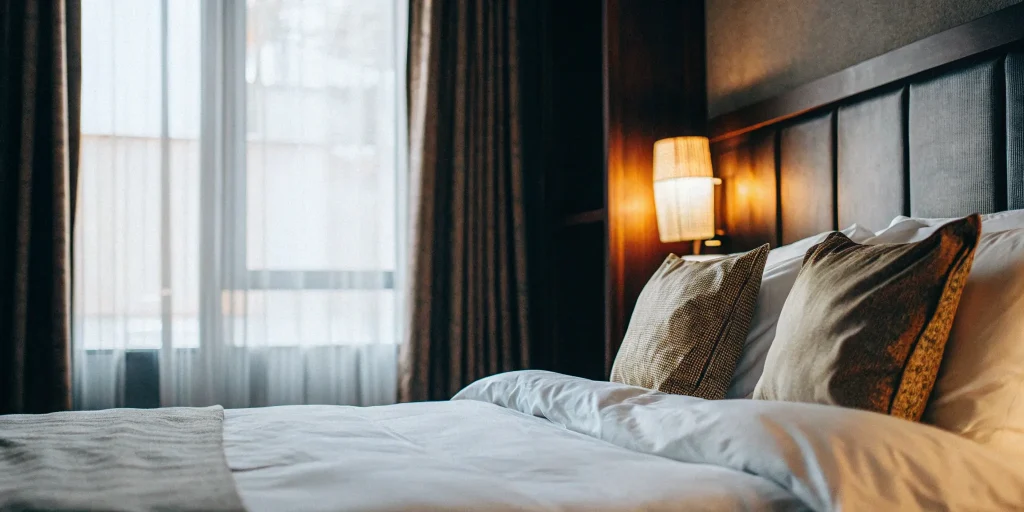 A perfectly clean comforter on a bed after professional cleaning in Old Brookville.