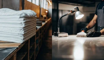 Professionally cleaned comforters stacked and ready for delivery in Locust Valley.