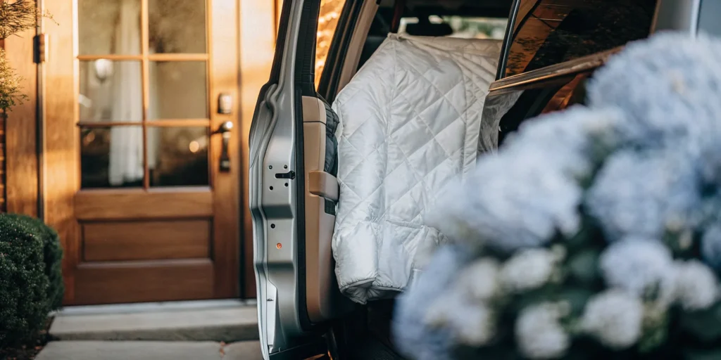 Comforter pickup for professional cleaning in Manhasset Hills.