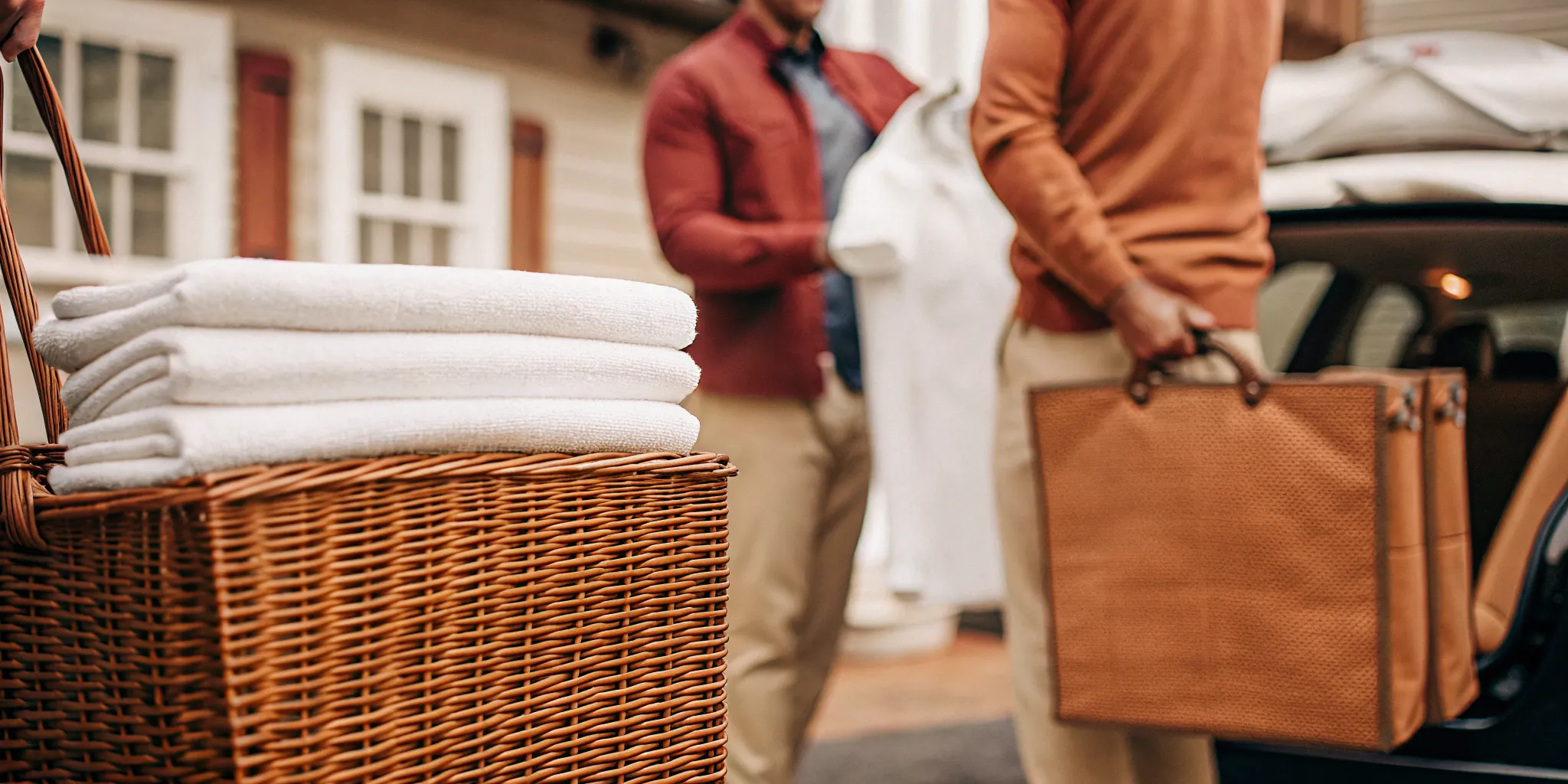A stack of folded laundry from a laundry pickup service in Cold Spring Harbor.