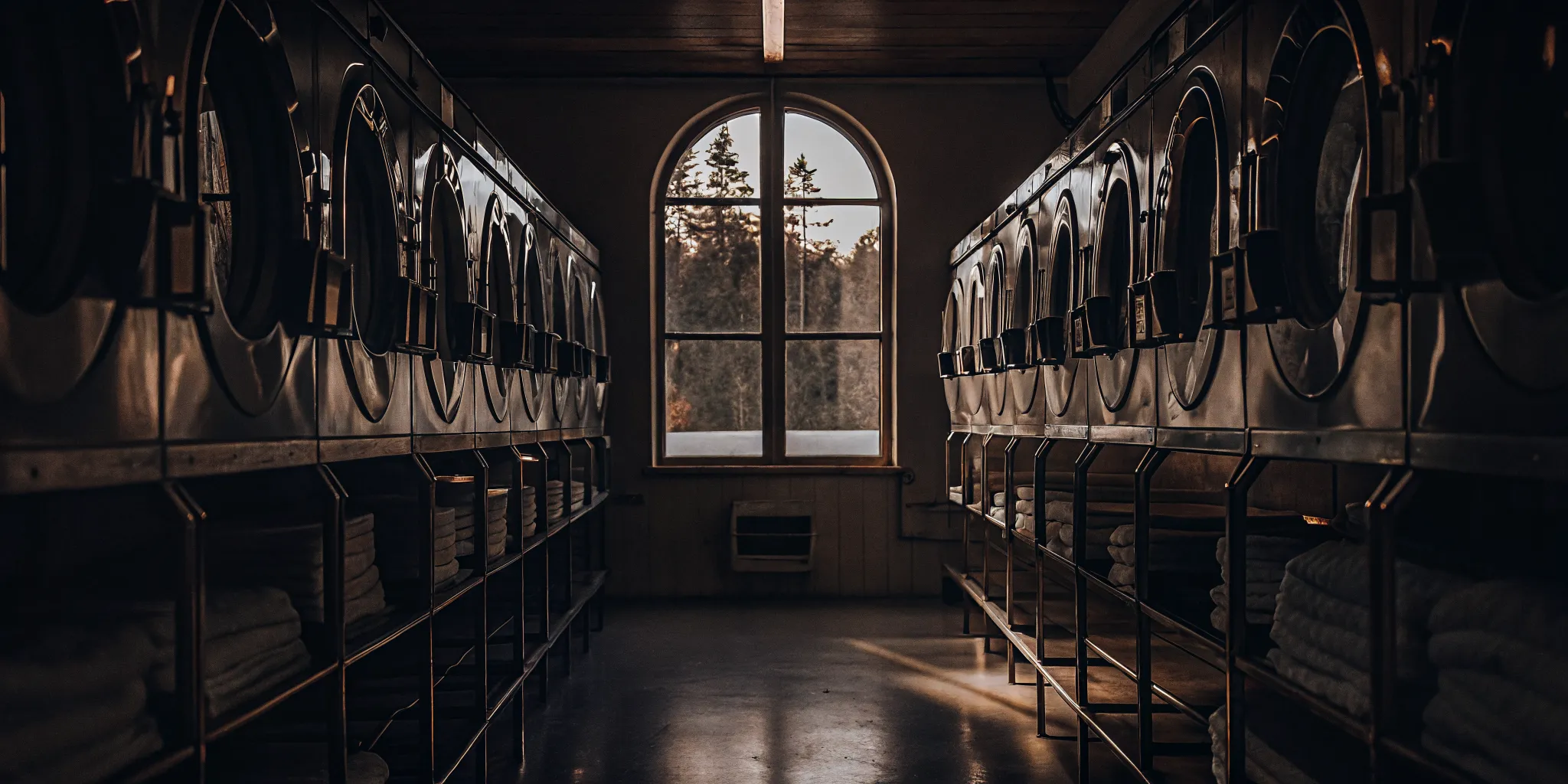 A professional medical laundry service in Cove Neck with clean, folded linens and commercial washers.