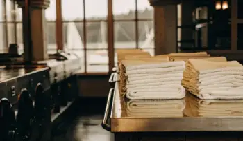 Hygienic medical laundry service in Glen Cove with professionally cleaned and folded towels.
