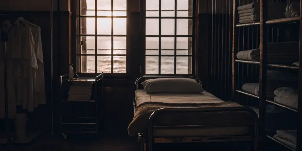 A hospital bed with clean healthcare linen for patient safety in a Glen Cove facility.
