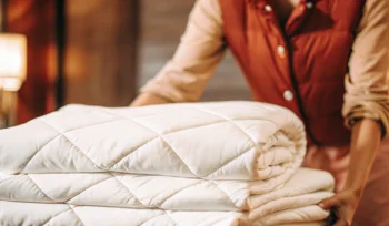 A perfectly clean comforter, neatly folded after professional cleaning in North Hills.