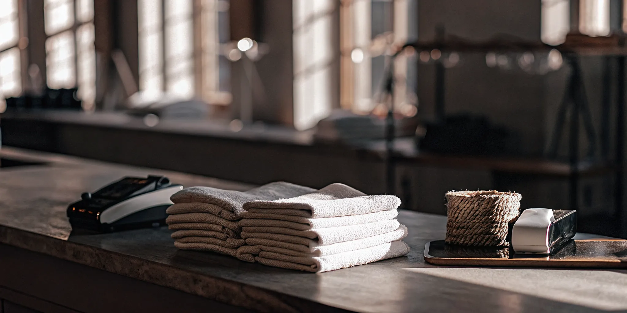 A stack of freshly folded laundry from a wash and fold service in Elmont.