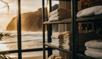 Organized shelves of clean healthcare linen for medical facilities in Sea Cliff.
