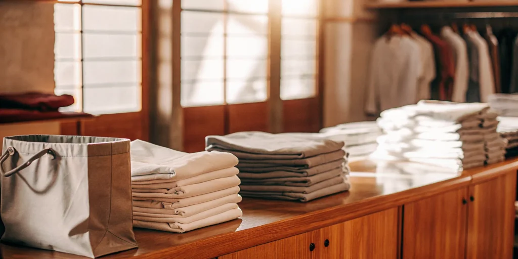 Clean clothes neatly folded by a Lake Grove wash and fold service.
