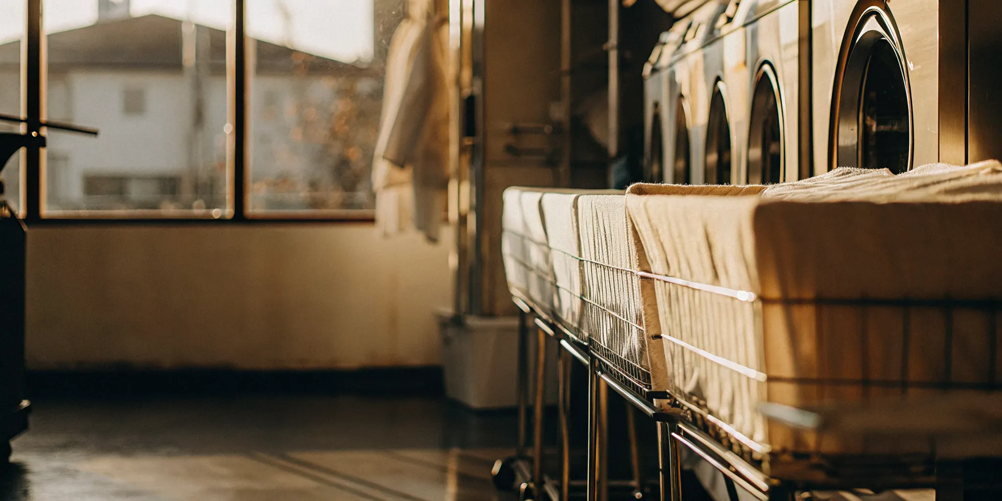 Carts of clean, folded laundry from a wash and fold service in Copiague.