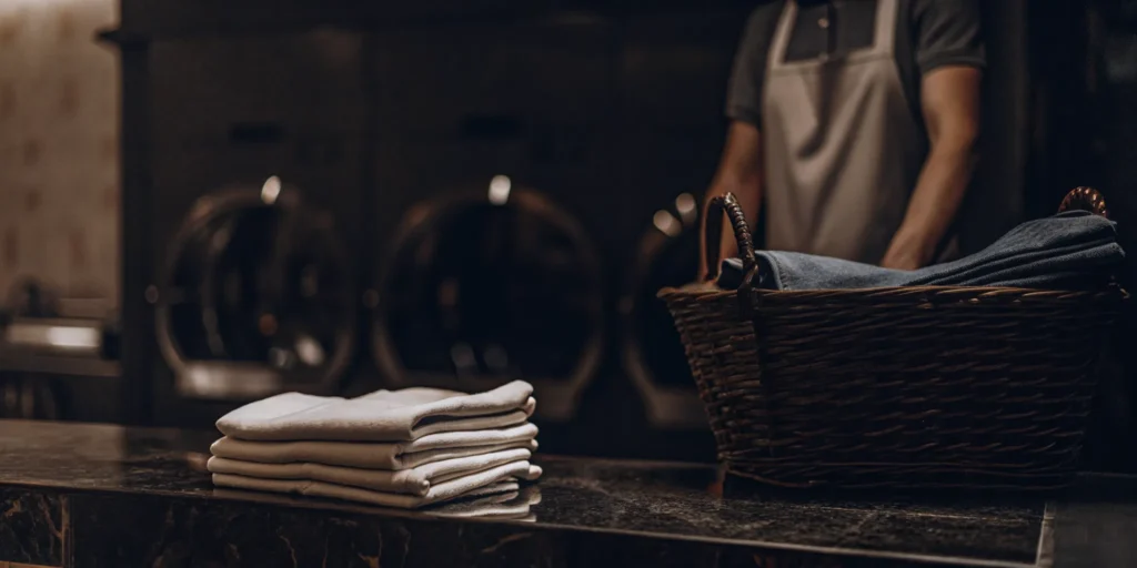 Neatly folded laundry from a professional wash and fold service in Islip.