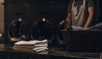 Neatly folded laundry from a professional wash and fold service in Islip.