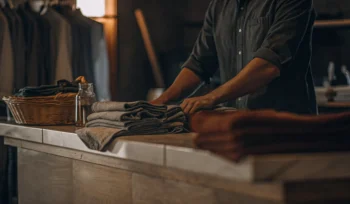 Clean laundry being folded at a Stony Brook wash and fold service.