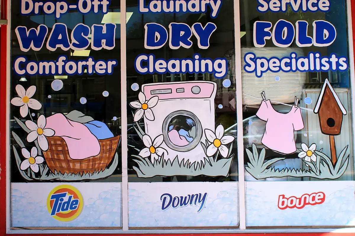 Drop-off wash and fold storefront window at 61 Glen Street, Glen Cove